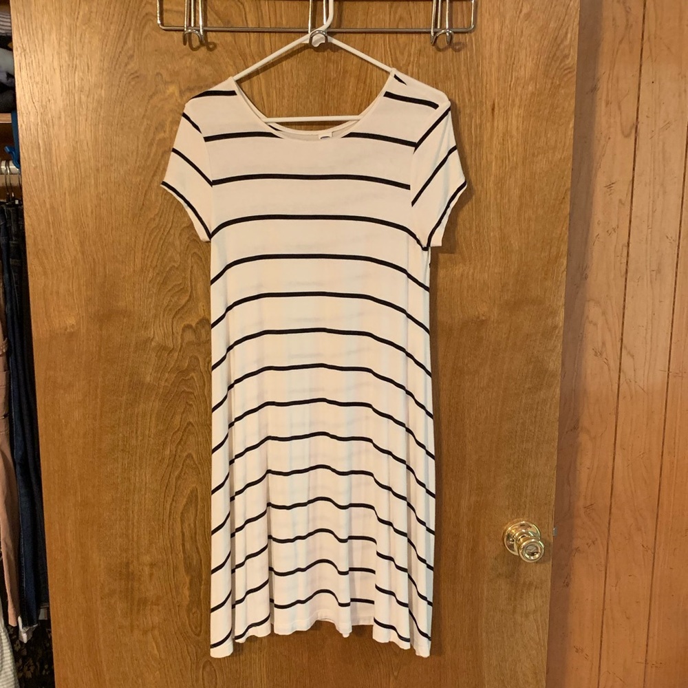 Black and white striped T-shirt dress